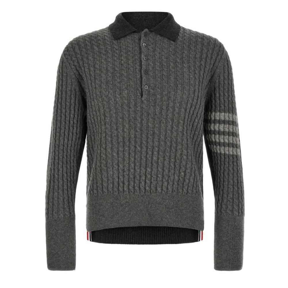 Thom Browne Gray Virgin Wool Polo Men's Shirt